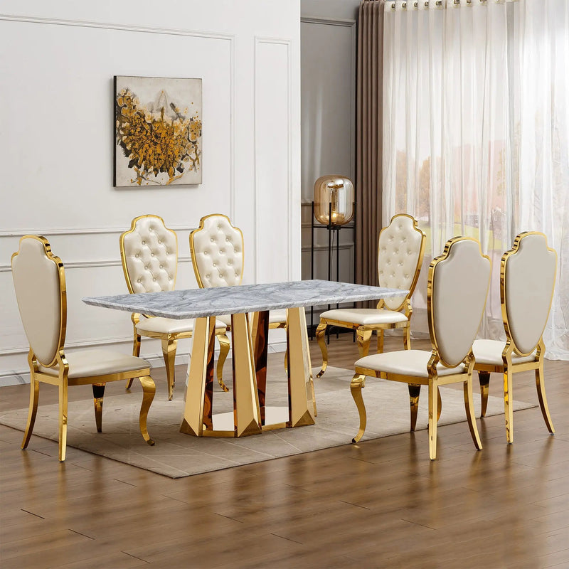 Marble Dining Table for 6 People by HouseOfZazla