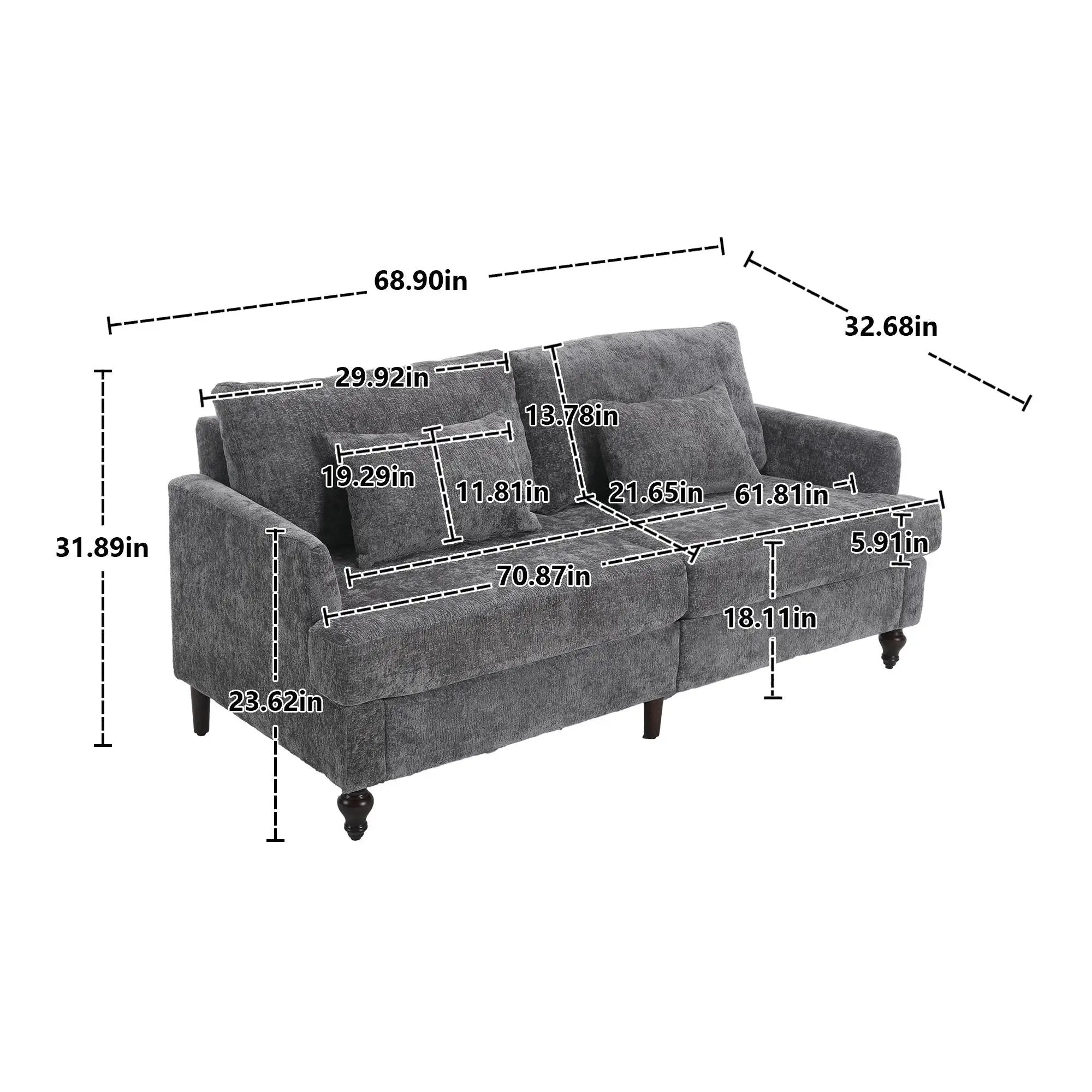 Mid Century Modern Fabric Loveseat Sofa, 2 Seat Upholstered Couch by Unique Piece Furniture