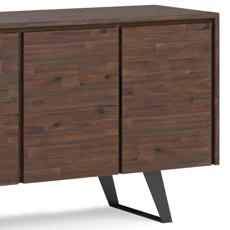 Lowry - Large 4 Door Sideboard Buffet - Distressed Charcoal Brown by HouseOfZazla