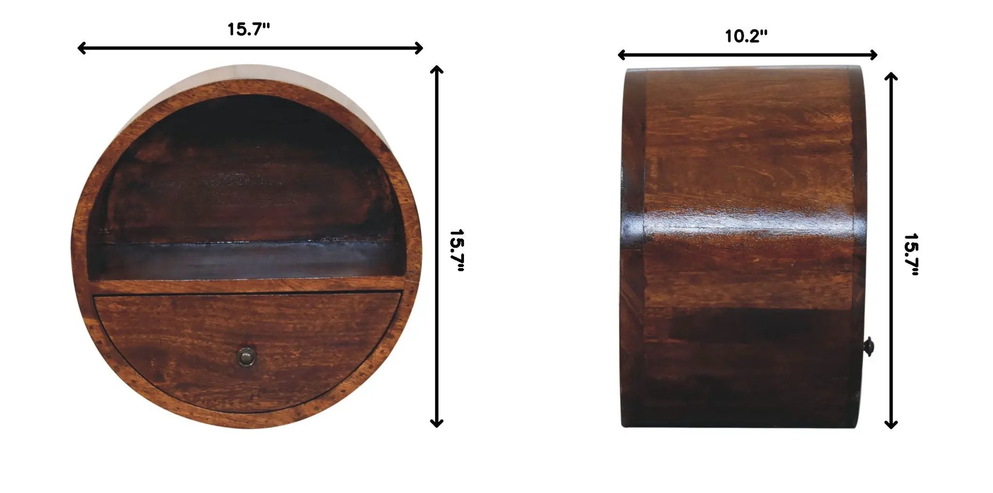 Floating Circle Bedside Table - Chestnut by HouseOfZazla