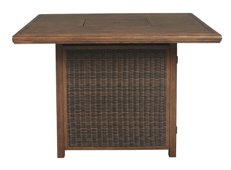 Paradise Trail - Square Bar Table w/Fire Pit - Medium Brown by Unique Piece Furniture