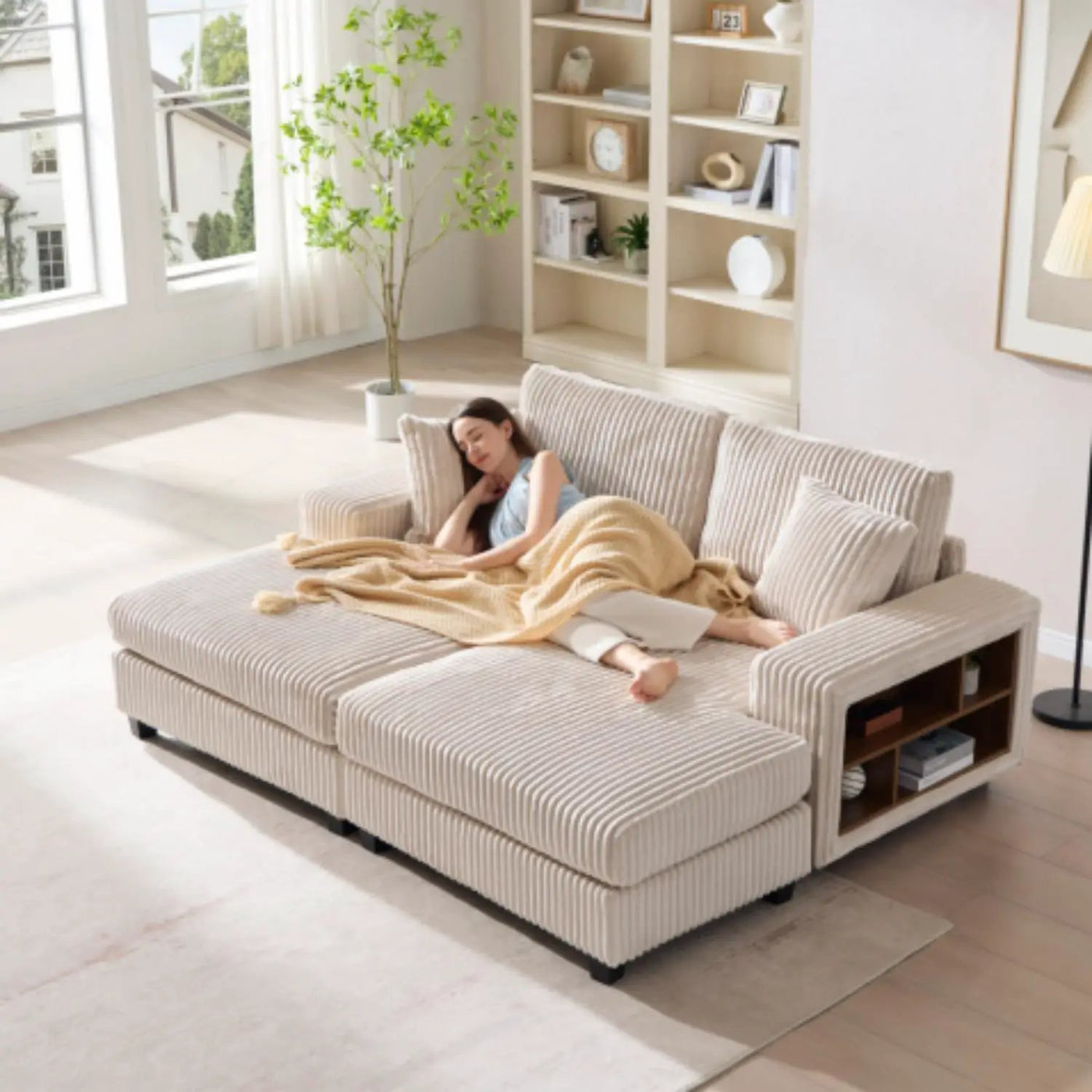 Convertible Sectional Sofa, Sleeper Oversized Living Room Lounge by Unique Piece Furniture