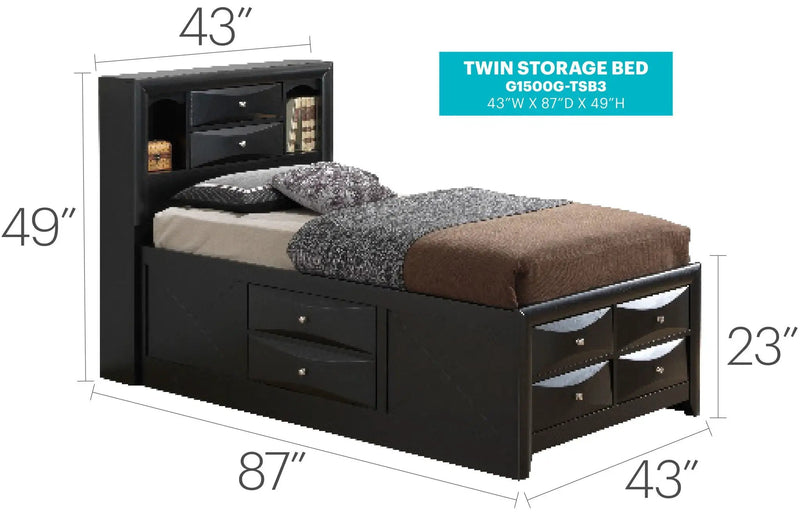 Modern Design Storage Bed With Bookcase Headboard by Unique Piece Furniture