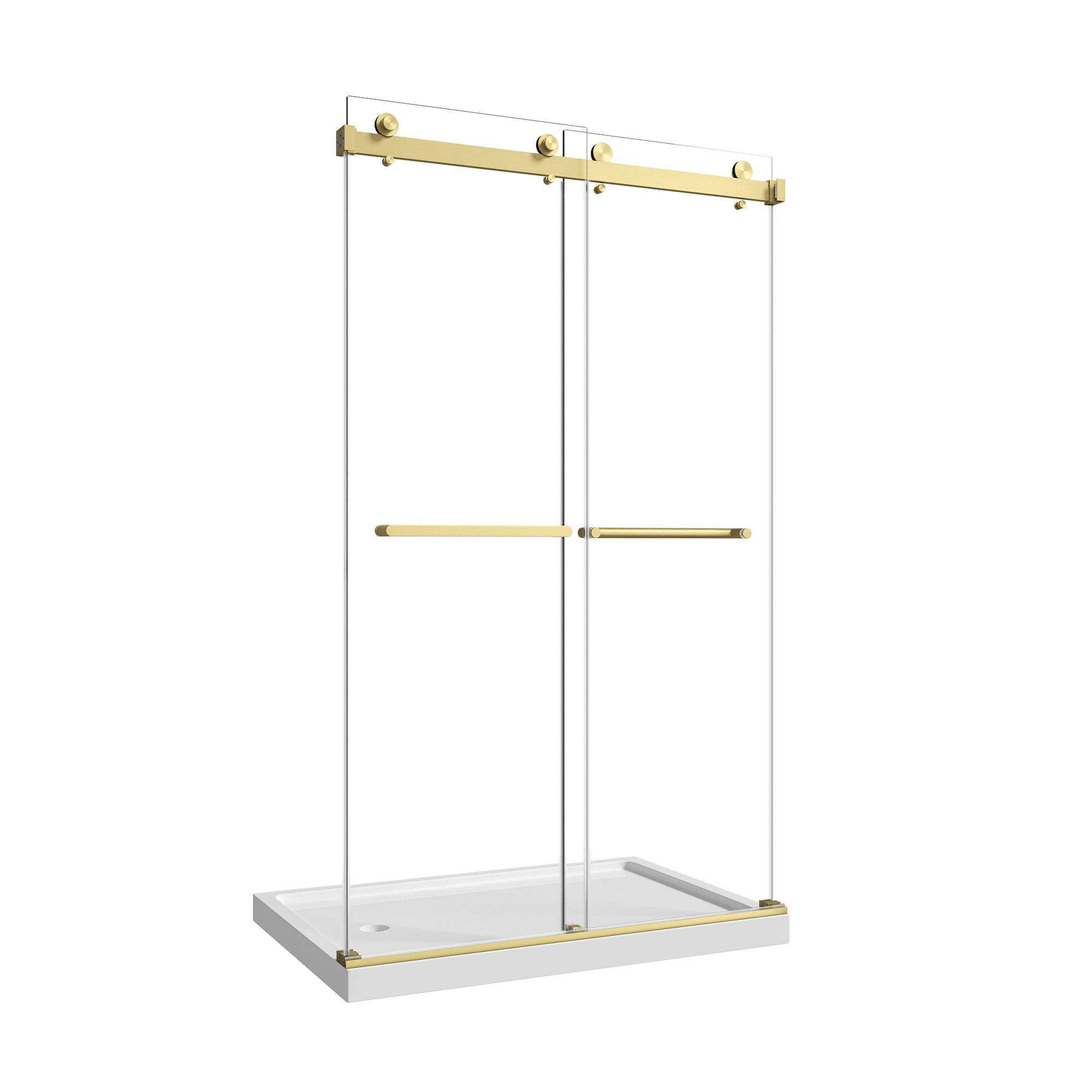 43"-48" W x 76" H Brushed Frameless Shower Door by HouseOfZazla