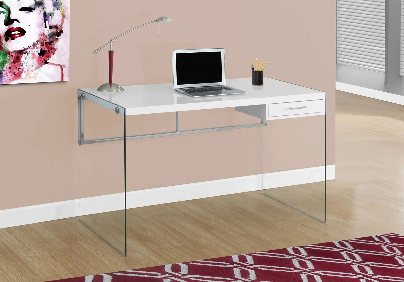 Contemporary Design Computer Desk For Home Office, Storage Drawers by HouseOfZazla