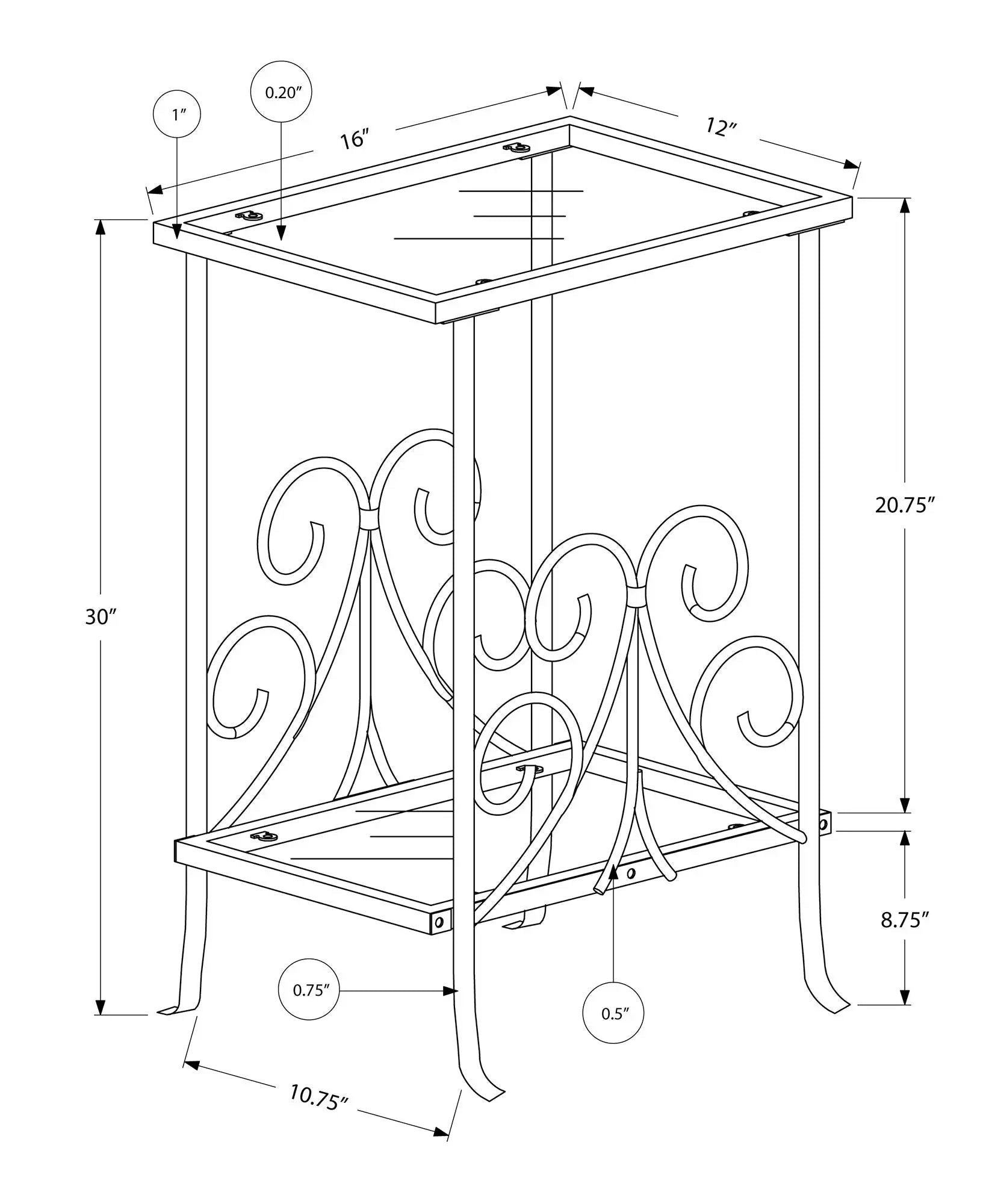 Accent Table, Side Tempered Glass, Transitional - Silver by Unique Piece Furniture