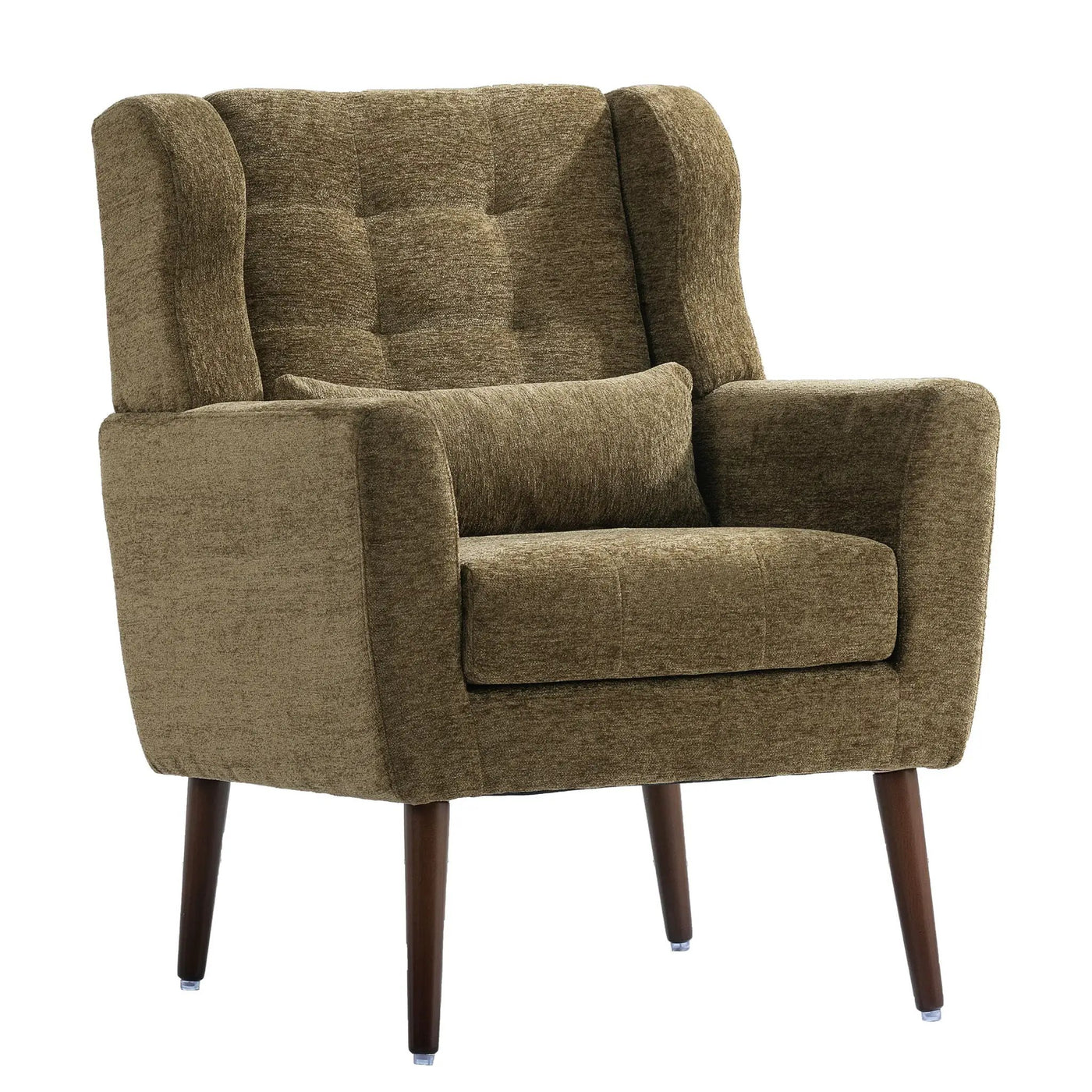 Modern Accent Chair, Arm Chairs For Living Room, Upholstered Mordern Armchair, Comfy Soft Padded Lounge Chair In Small Space, Bedroom, With Pillow, Solid Wood Leg by HouseOfZazla