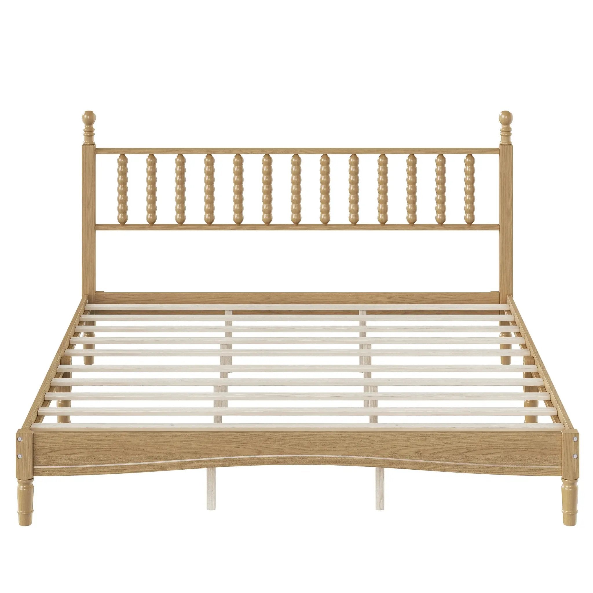 King Size Wood Platform Bed with Gourd Shaped Headboard by HouseOfZazla