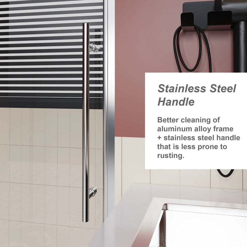 Frameless Shower Door Single Sliding, Adjustable Zinc Roller Rail - Chrome by HouseOfZazla