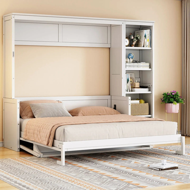 Sturdy Murphy Bed With Desk And Bookshelf by HouseOfZazla
