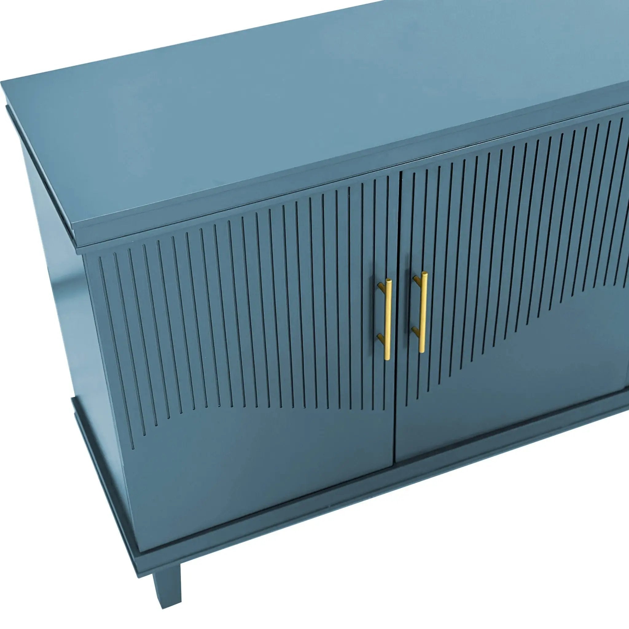 4 Door Cabinet, Large Storage For Living Room - Blue by Unique Piece Furniture