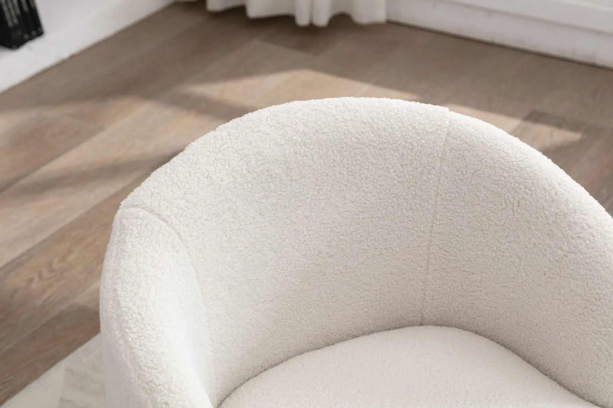 Teddy Fabric Swivel Accent Armchair Barrel Chair With Powder Coating Metal Ring by Unique Piece Furniture
