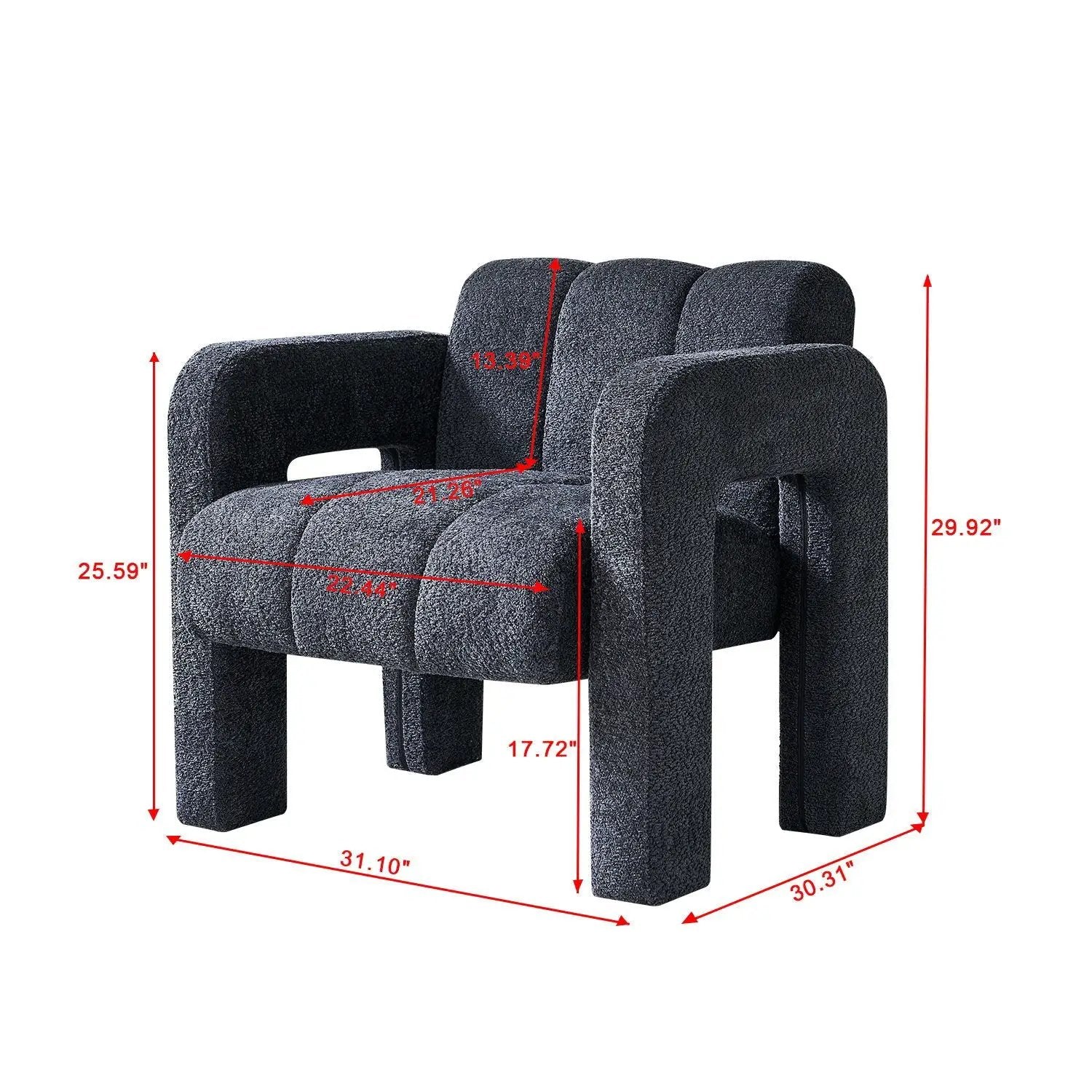 31.10" Boucle Upholstered Accent Chair by Unique Piece Furniture