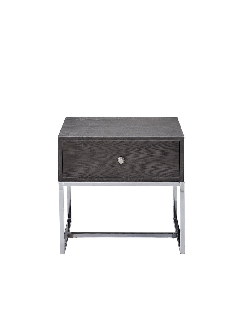 Iban - End Table - Gray Oak / Chrome by Unique Piece Furniture