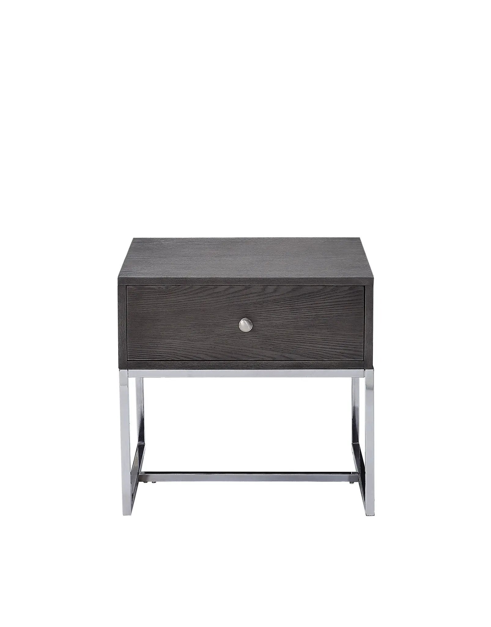 Iban End Table - Gray Oak / Chrome by HouseOfZazla