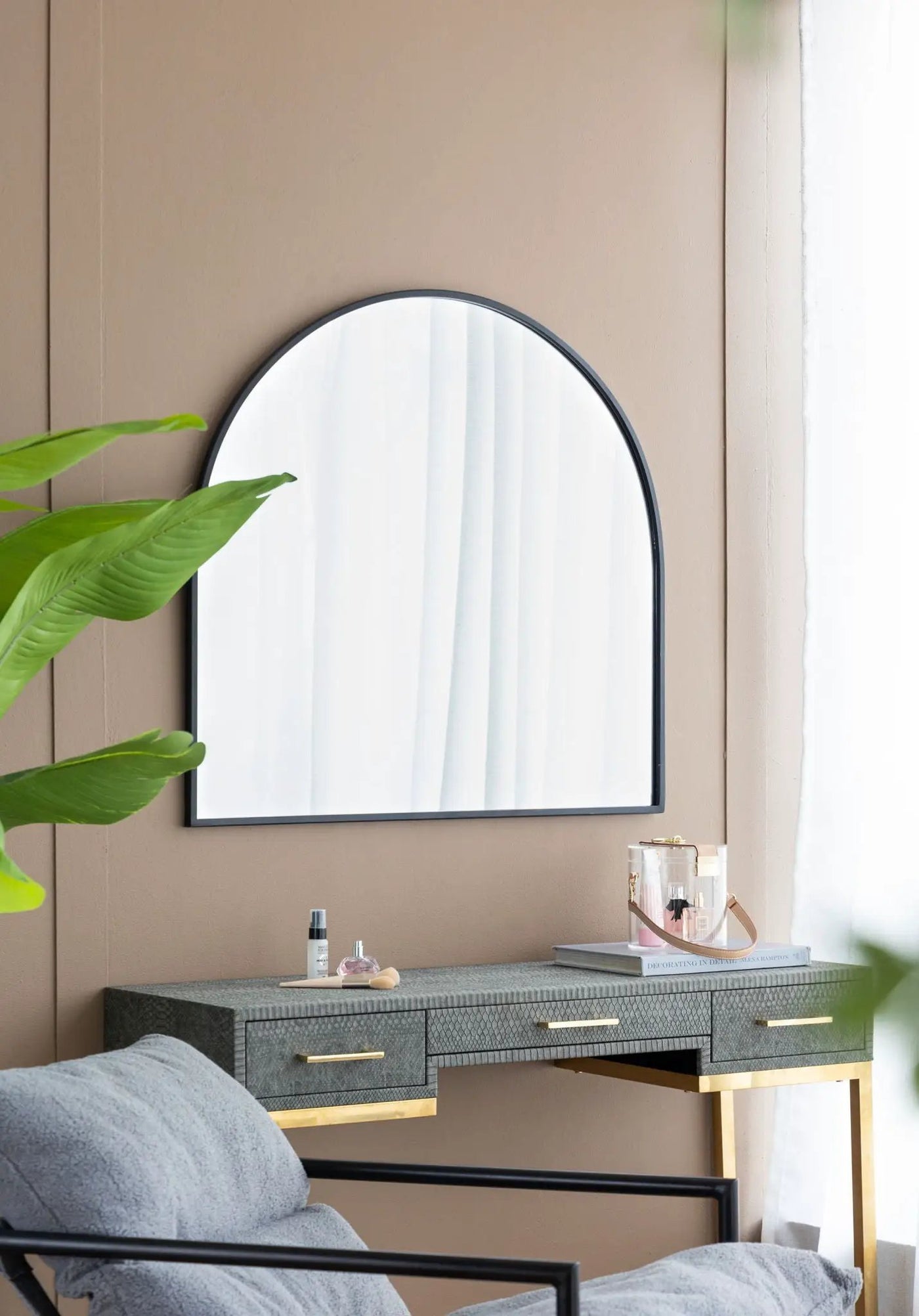 Arched Mirror With Metal Frame, Wall Mirror For Living Room Bedroom Entryway by HouseOfZazla