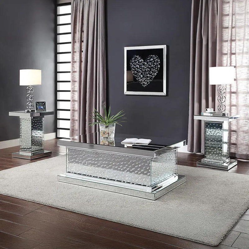 Nysa - 26" End Table - Mirrored & Faux Crystals by Unique Piece Furniture