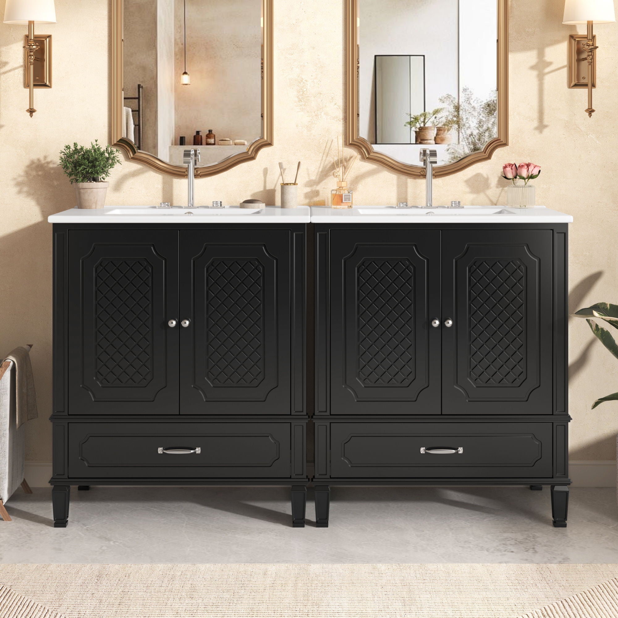 Bathroom Vanity With Sink, Soft Closing Door, Multi Functional Storage by HouseOfZazla