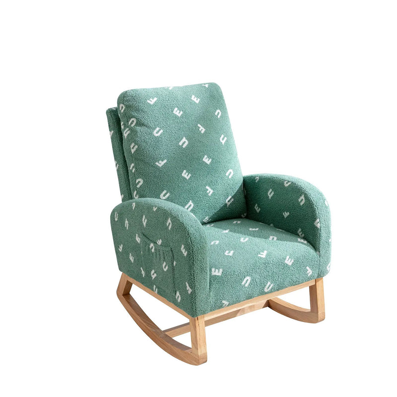 Modern Accent Rocker Armchair With Side Pocket, Upholstered High Back by HouseOfZazla
