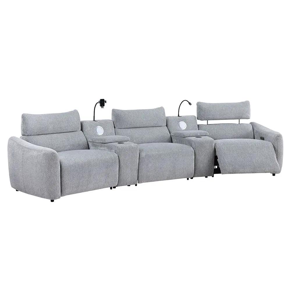 Fullar - RAF Modular Power Motion Recliner - Light Gary Chenille by Unique Piece Furniture