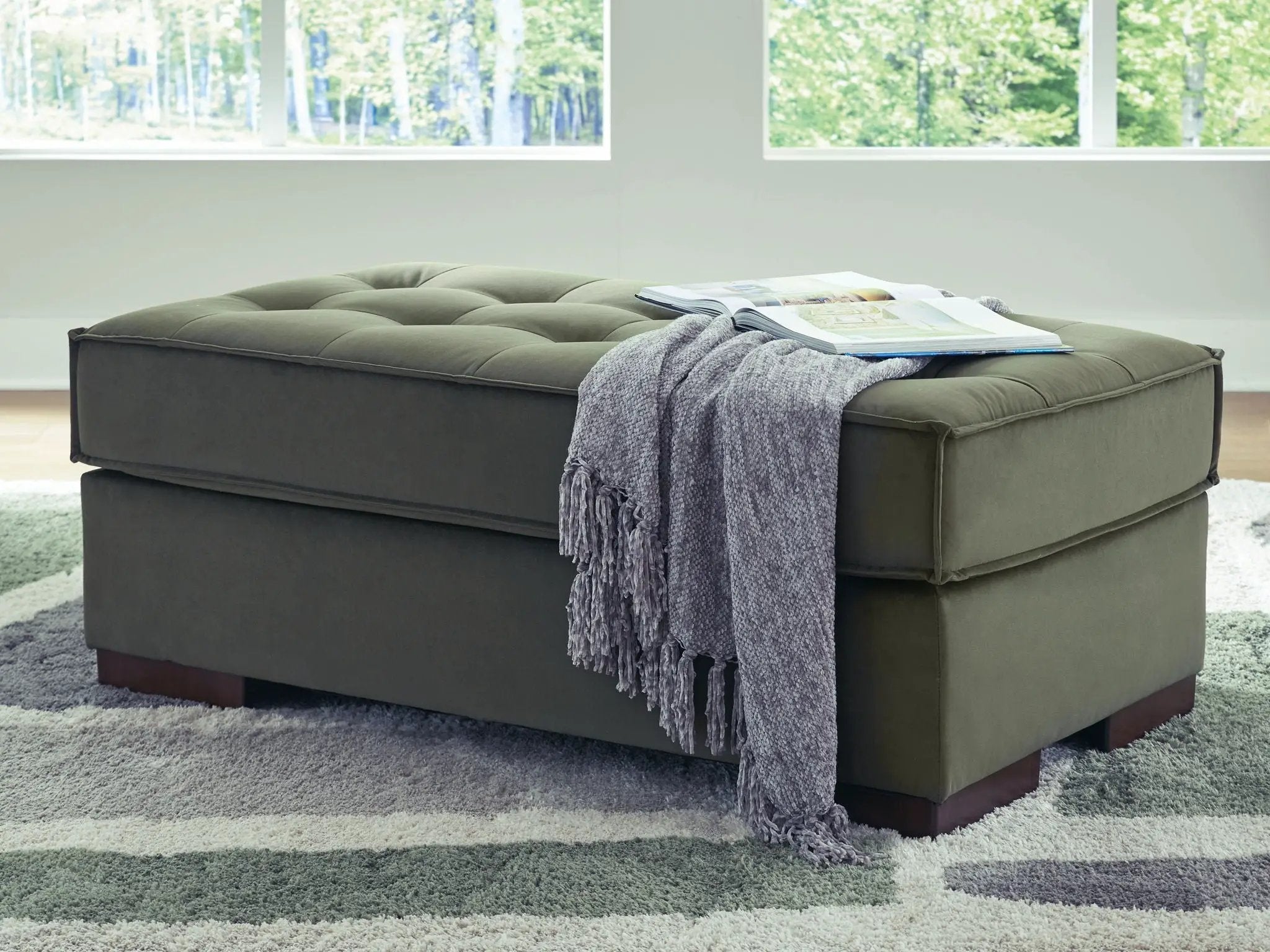 Caspian-Town - Oversized Accent Ottoman - Olive by Unique Piece Furniture