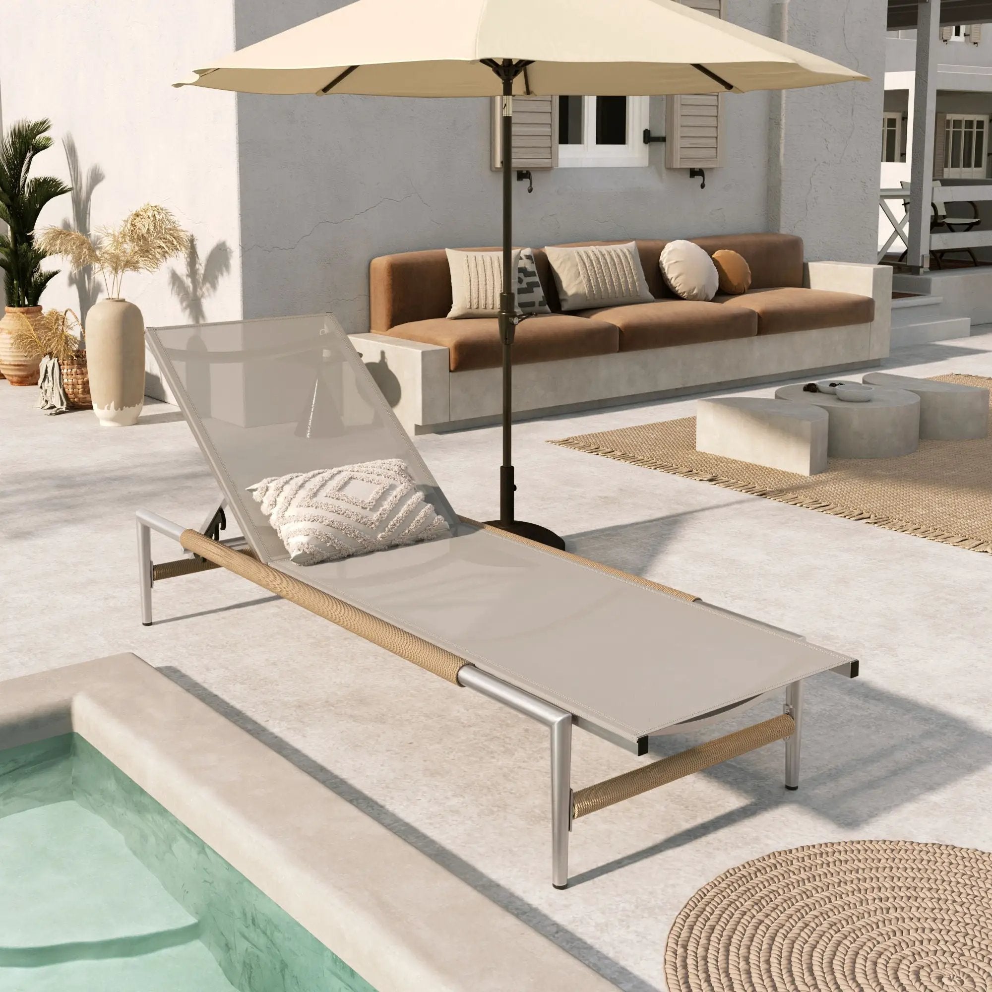Hargrove Outdoor Aluminum Chaise Lounge with Mesh Seat by HouseOfZazla