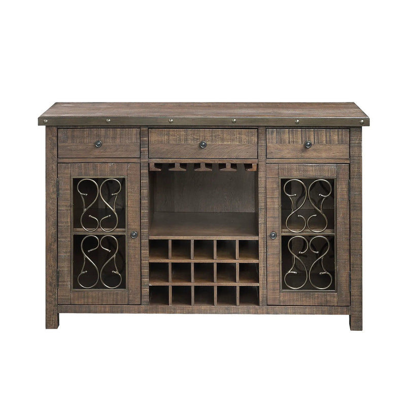 Raphaela Server With Cup Holder & Wine Rack - Cherry by HouseOfZazla