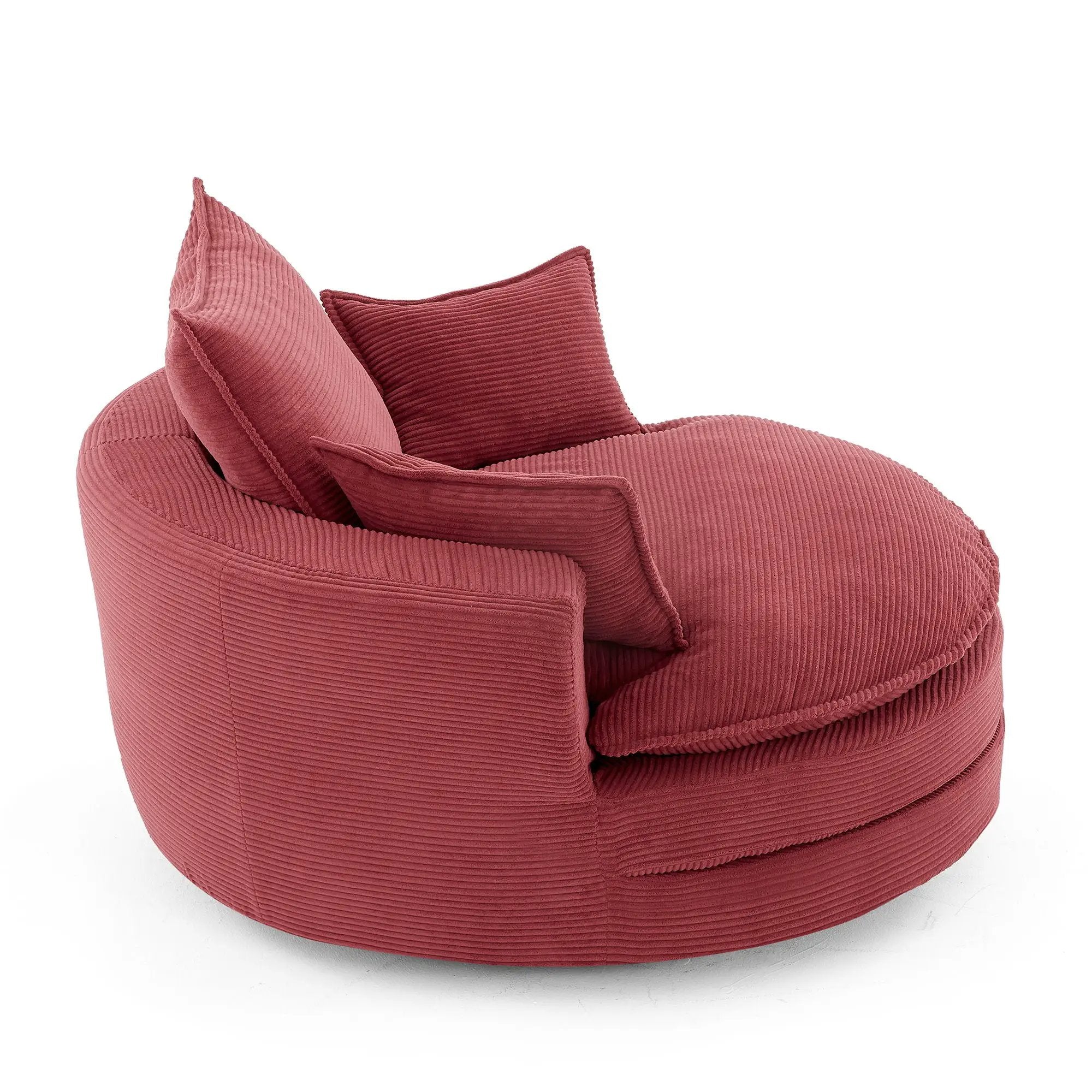 360° Swivel Accent Barrel Chair With Dual Layer Cushion And 3 Removable Pillows by HouseOfZazla