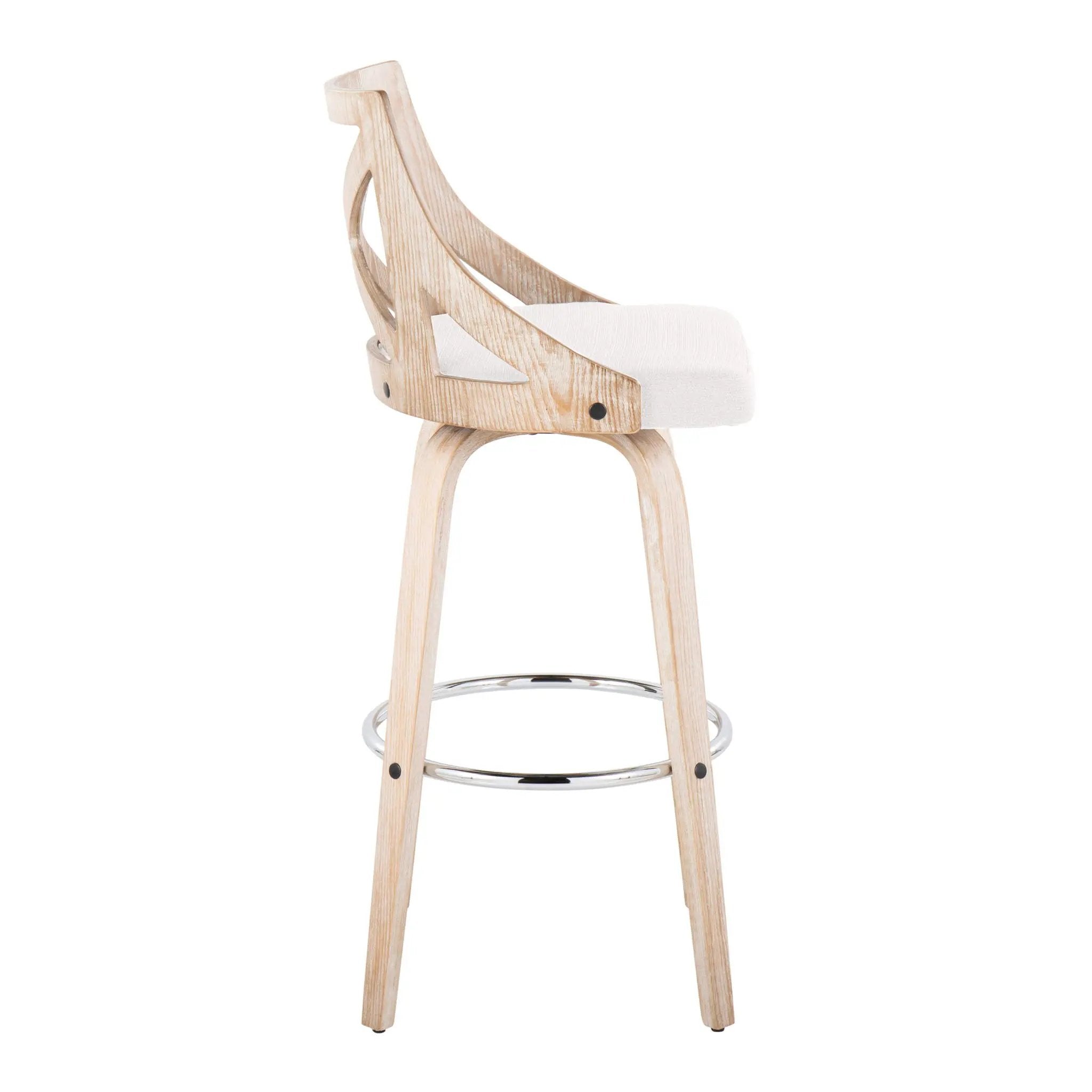 Charlotte - Farmhouse Fixed Height Bar Stool With Swivel And Round Footrest (Set of 2) by Unique Piece Furniture