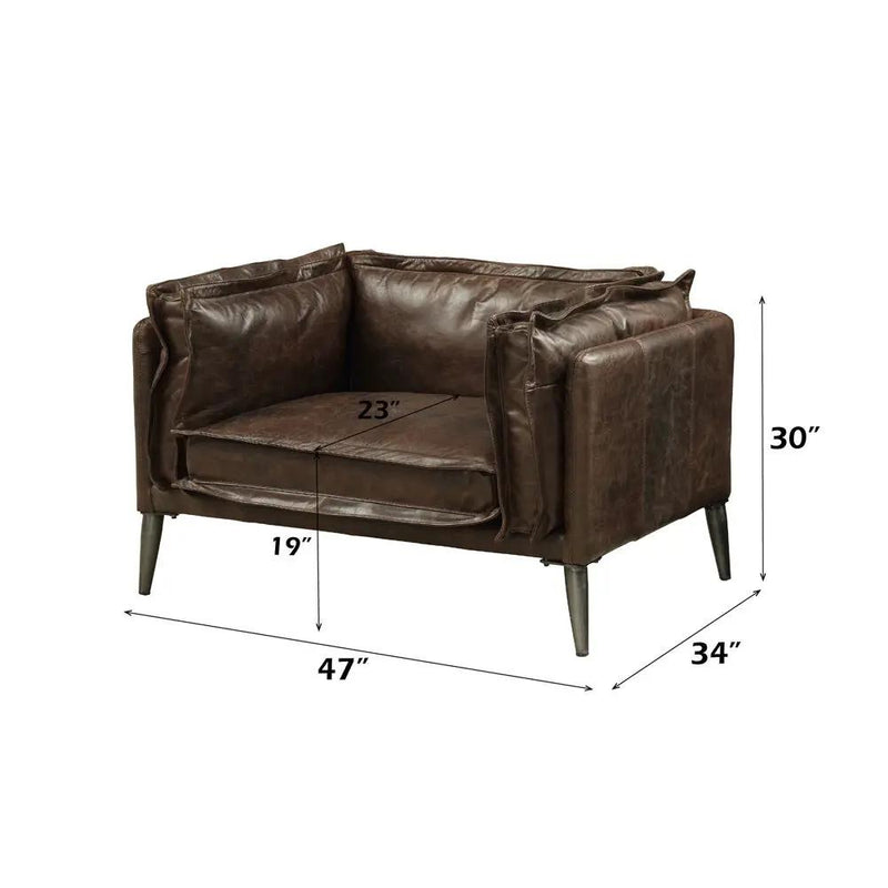 Porchester - Chair - Distress Chocolate Top Grain Leather by Unique Piece Furniture