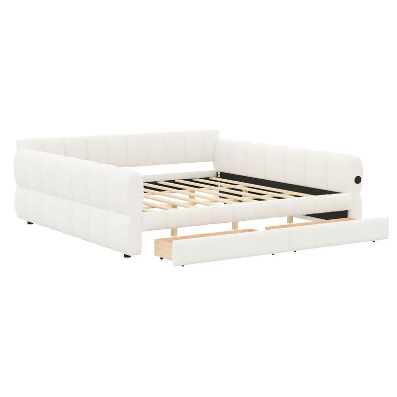 Upholstered Platform Bed With USB Charging And 2 Storage Drawers by HouseOfZazla