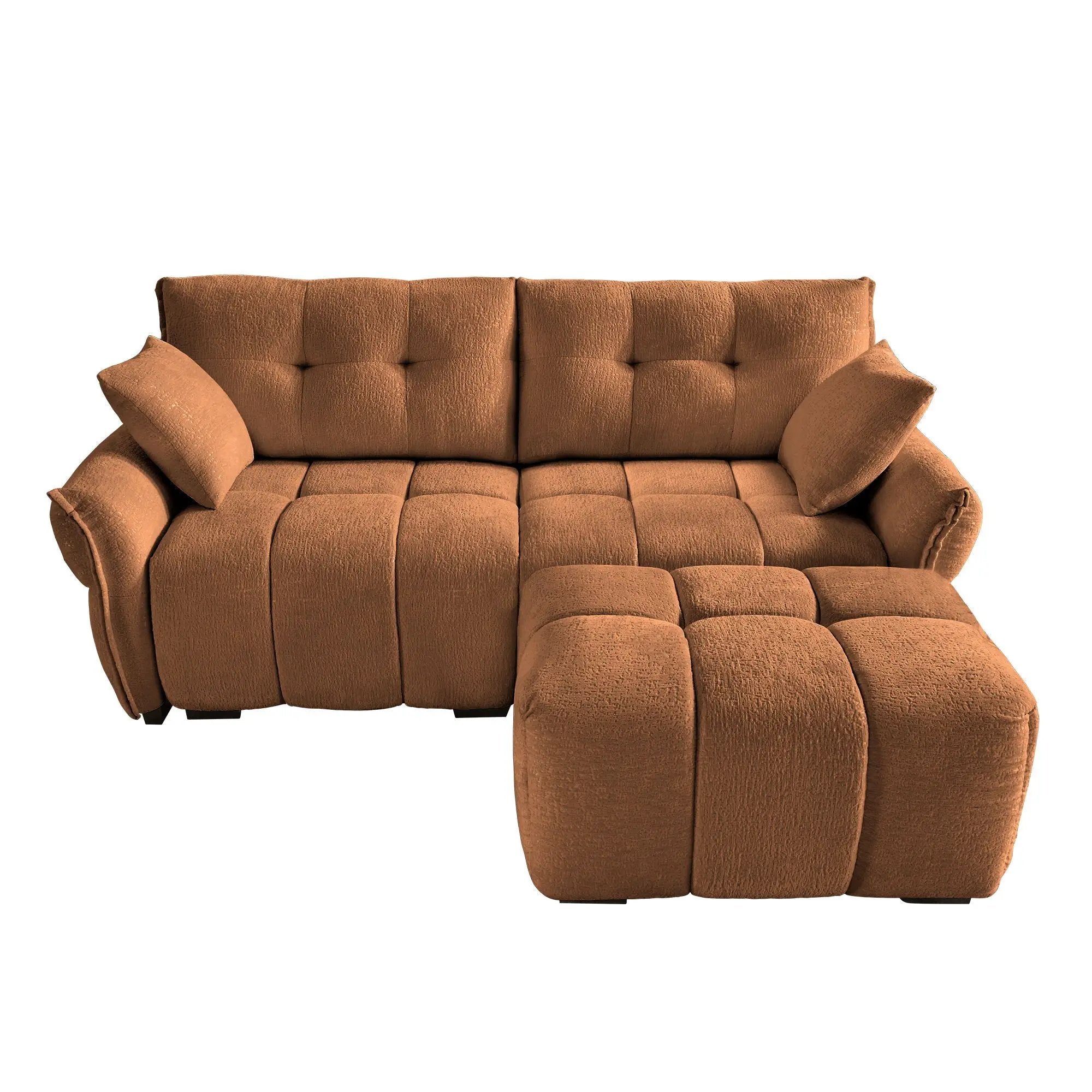 Sofa Set With Ottoman And Pillows, Textured, High Resilience Cushions by HouseOfZazla