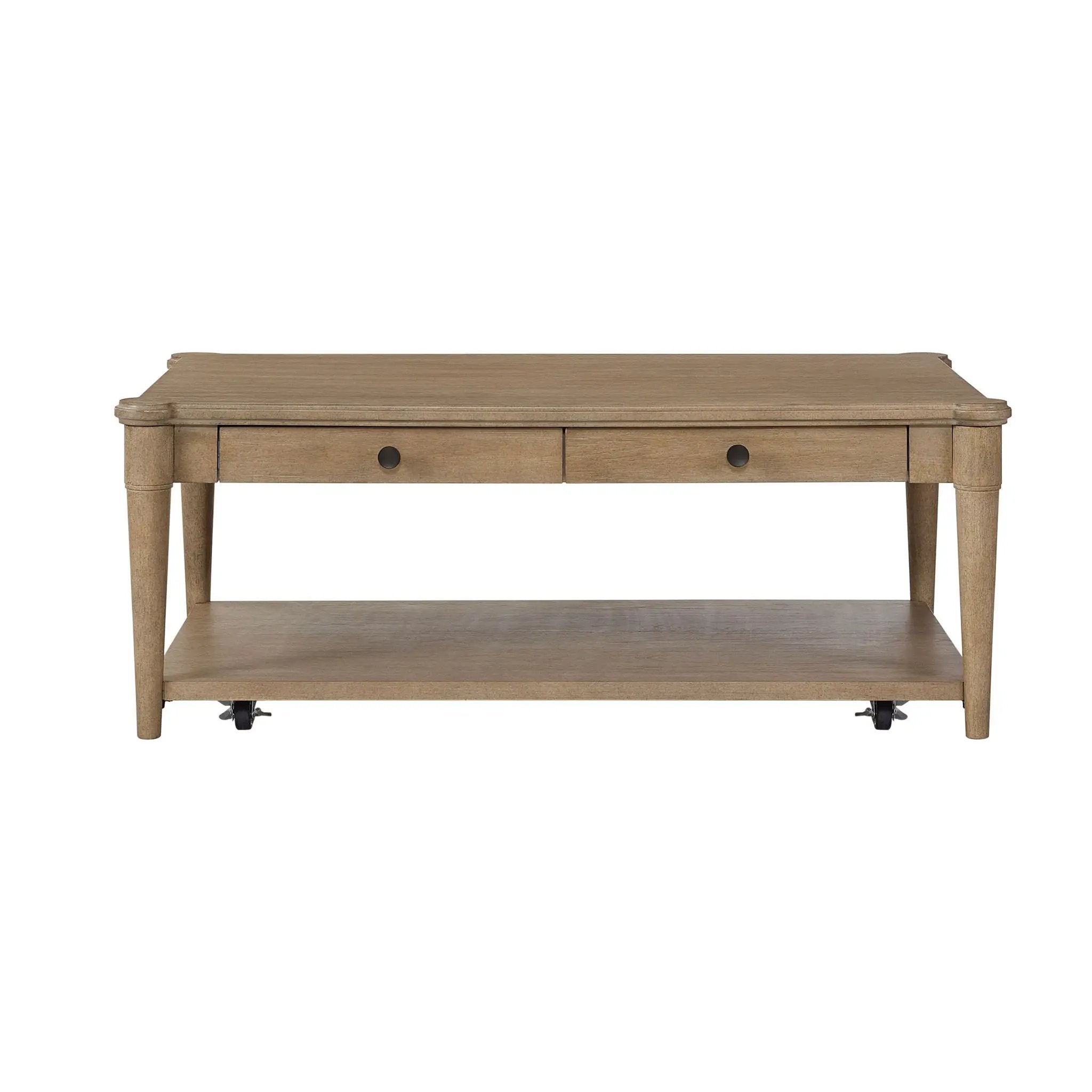 Cocktail Table With Two Storage Drawers And Casters by Unique Piece Furniture