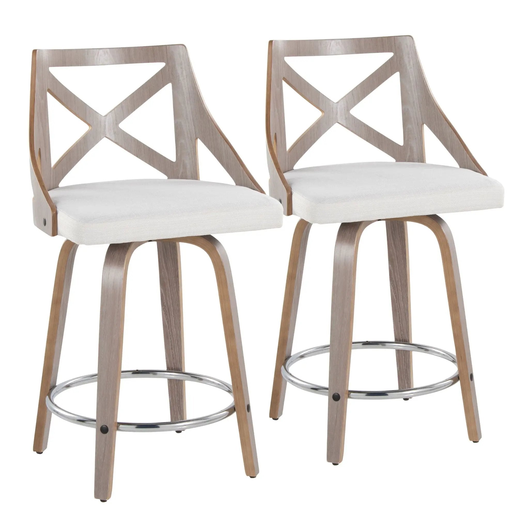 Charlotte - Farmhouse Fixed Height Counter Stool & Swivel With Round Footrest (Set of 2) by HouseOfZazla