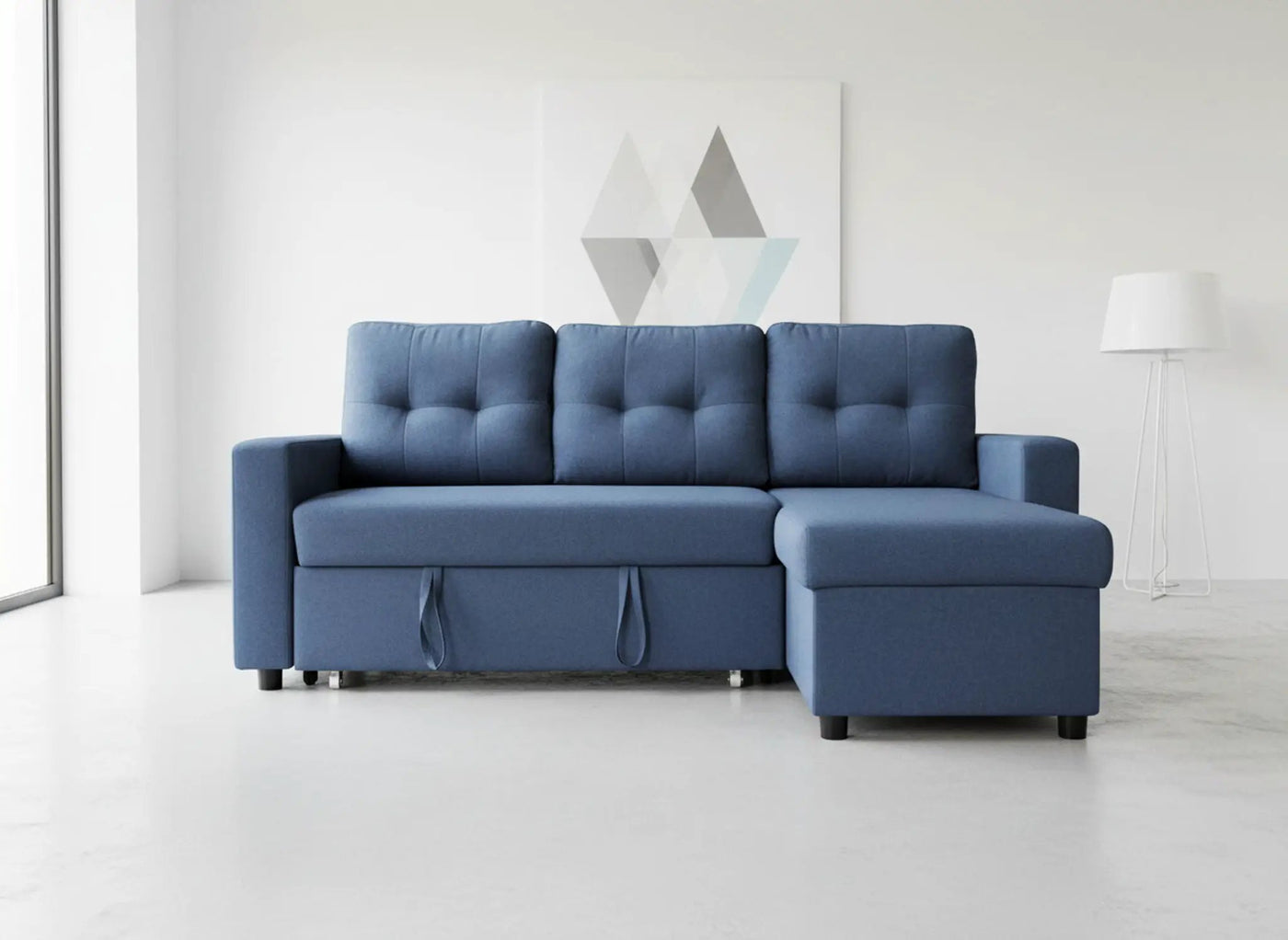 Convertible L Shaped Sectional Sleeper Sofa Bed, Saving Pull Out Couch by Unique Piece Furniture