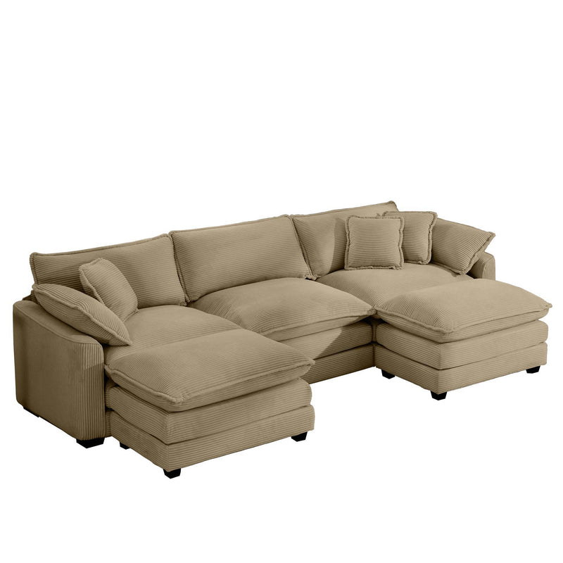 Modern Oversized Modular Cushion Sofa With Ottoman, Low Back, Deep Seating Sofa Set by Unique Piece Furniture