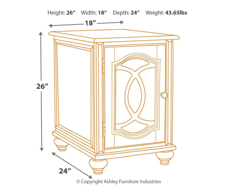 Realyn - Chair Side End Table - Insert Mirror - White / Brown by Unique Piece Furniture
