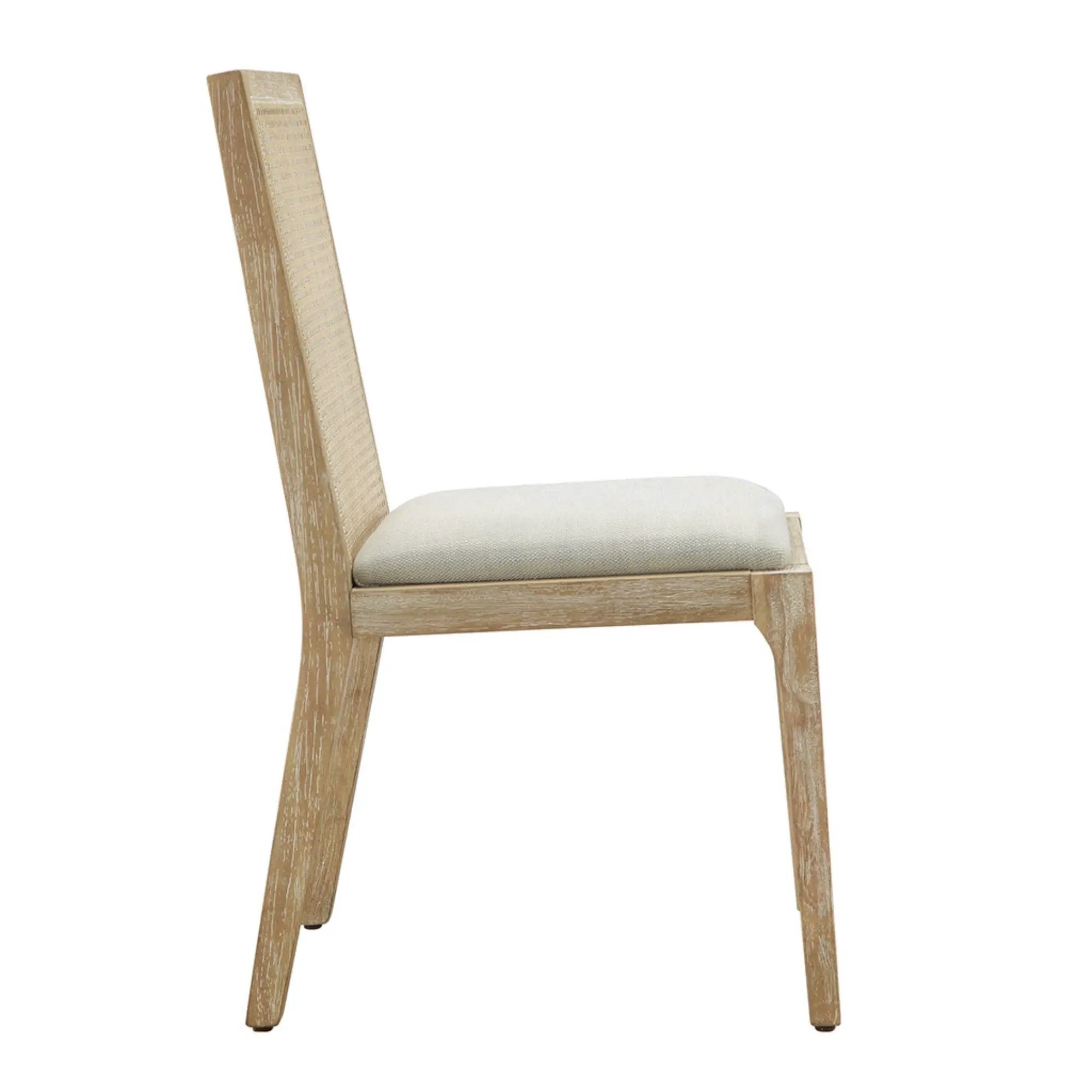 Dining Chair With Synthetic Cane Back And Upholstered Seat (Set of 2) - Natural by HouseOfZazla