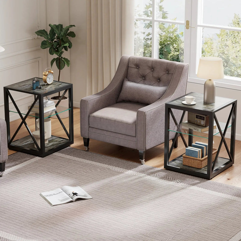 Set of 2 Modern End Tables for Bedroom & Living Room by HouseOfZazla