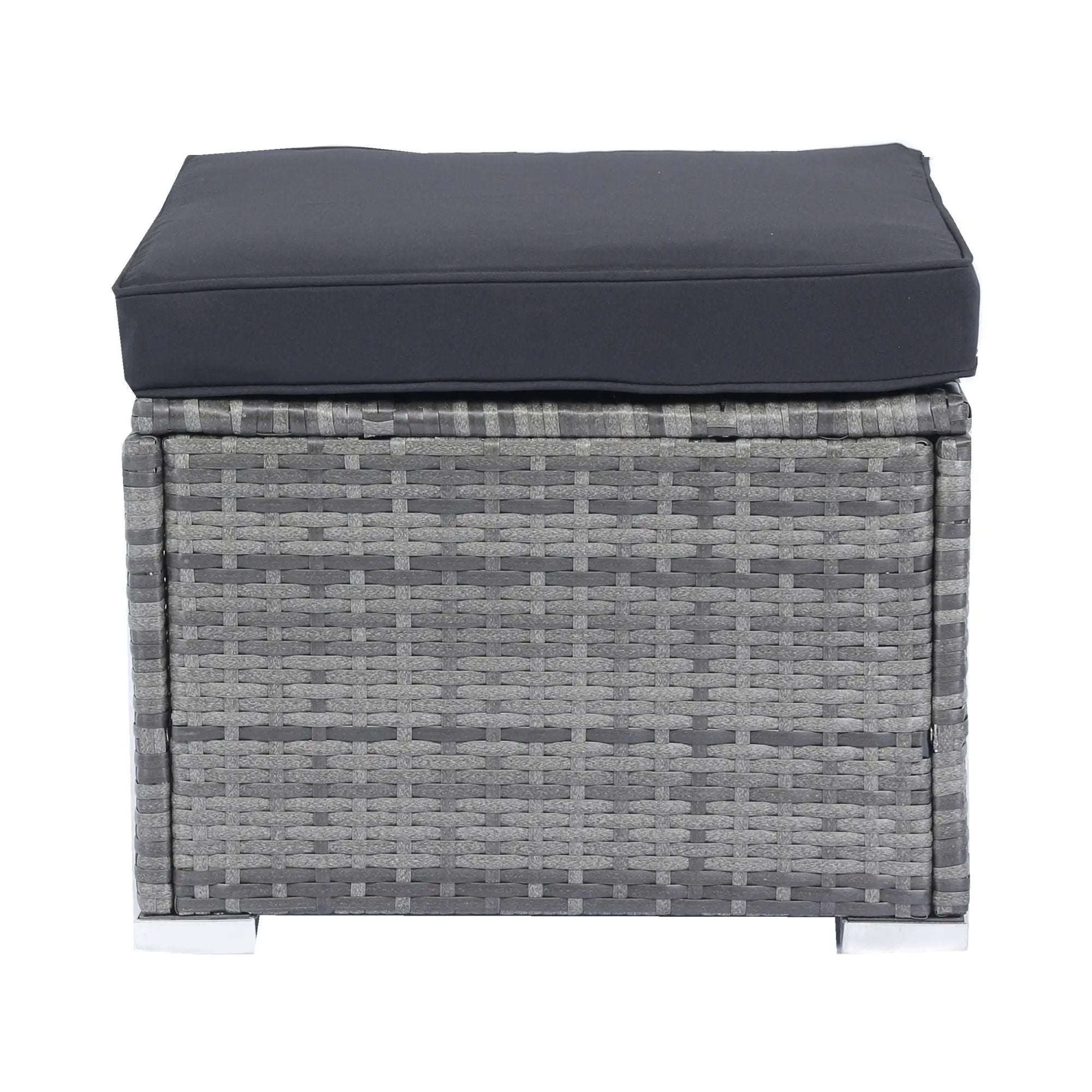 8 Piece Patio Sectional Wicker Rattan Outdoor Furniture Sof Set With One Storage Box Under Seat And Cushion Box - Gray / Black by HouseOfZazla