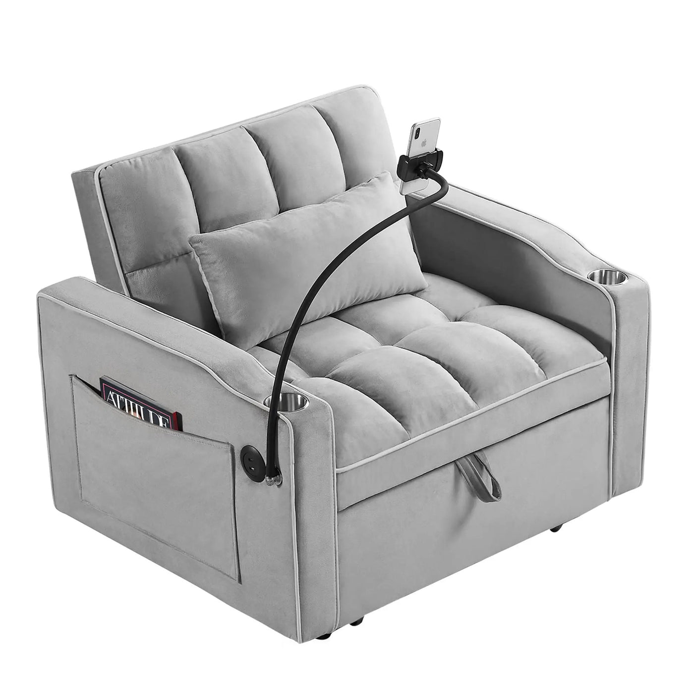 Convertible Sleeper Chair Sofa Bed Adjustable Pull Out Sleeper Chair Bed Multi-Pockets Folding Sofa Bed For Living Room Bedroom Small Space, 3 In 1 Sofa Bed by Unique Piece Furniture