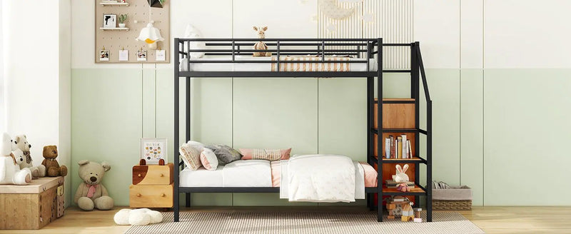 Bunk Bed With Lateral Storage Ladder And Wardrobe by HouseOfZazla