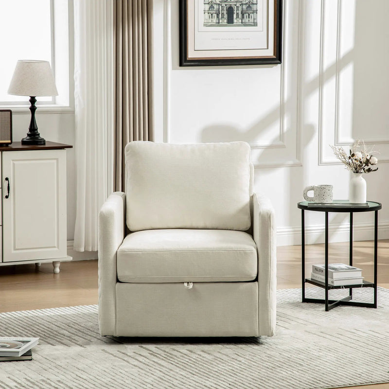 29.5''W Upholstered 360° Swivel Armchair with Hidden Storage by HouseOfZazla