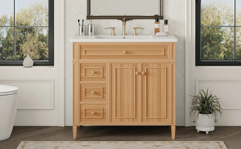 36" Bathroom Vanity with Sink, Solid Wood & MDF Cabinet by HouseOfZazla