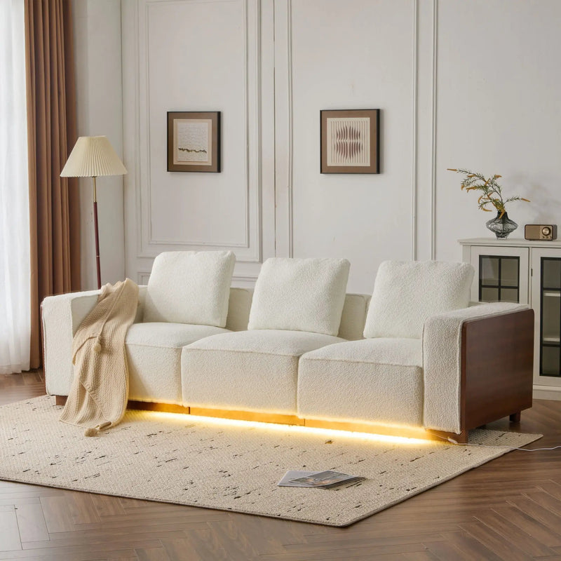 Chita Sectional Sofa 3 Seater With Light Strip - Beige by HouseOfZazla