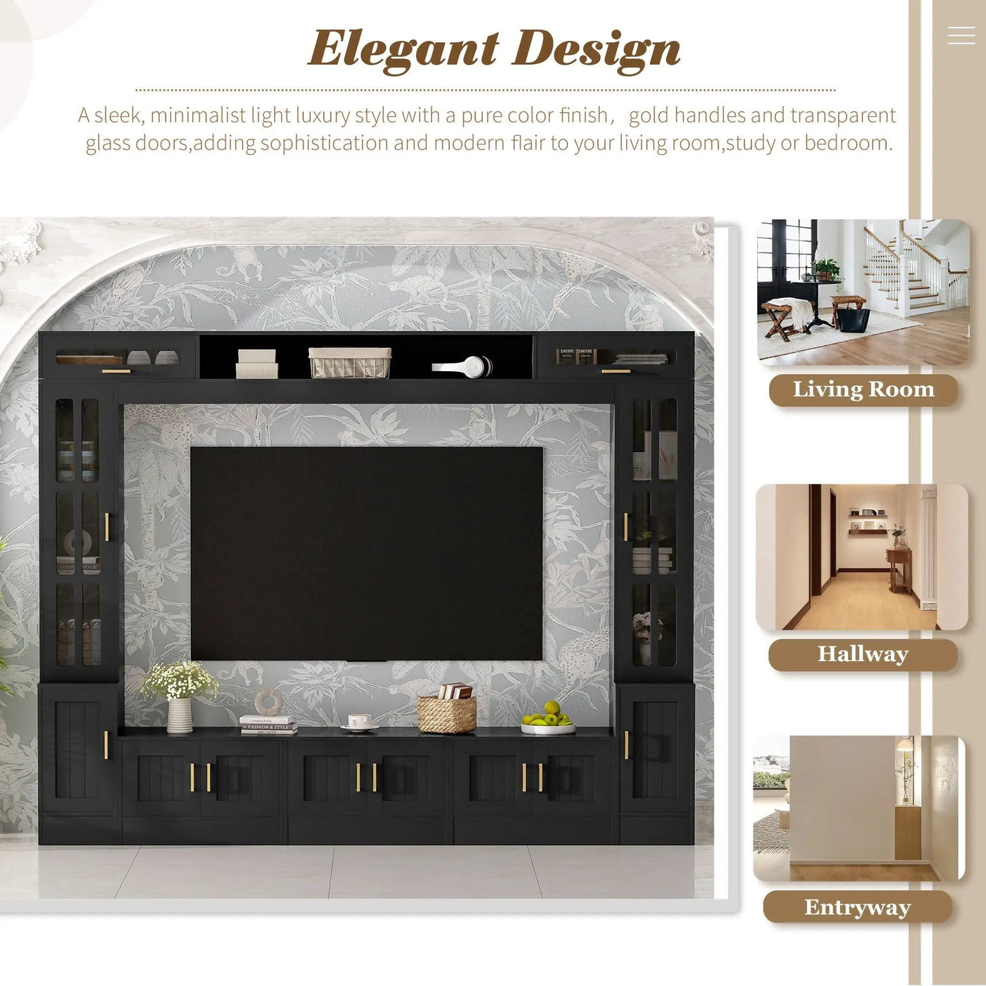 Wall Unit Entertainment Center With Bookshelves For TVs Up to 80" by HouseOfZazla
