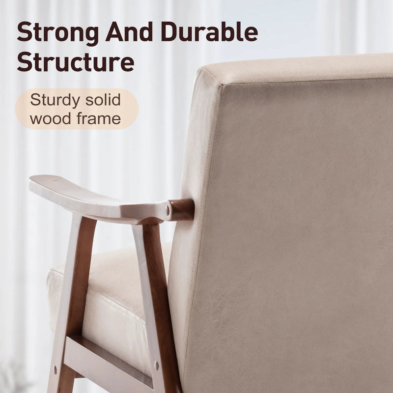 Mid Century Modern Accent Chair With Solid Wood Frame And Extra Thick Backrest by Unique Piece Furniture