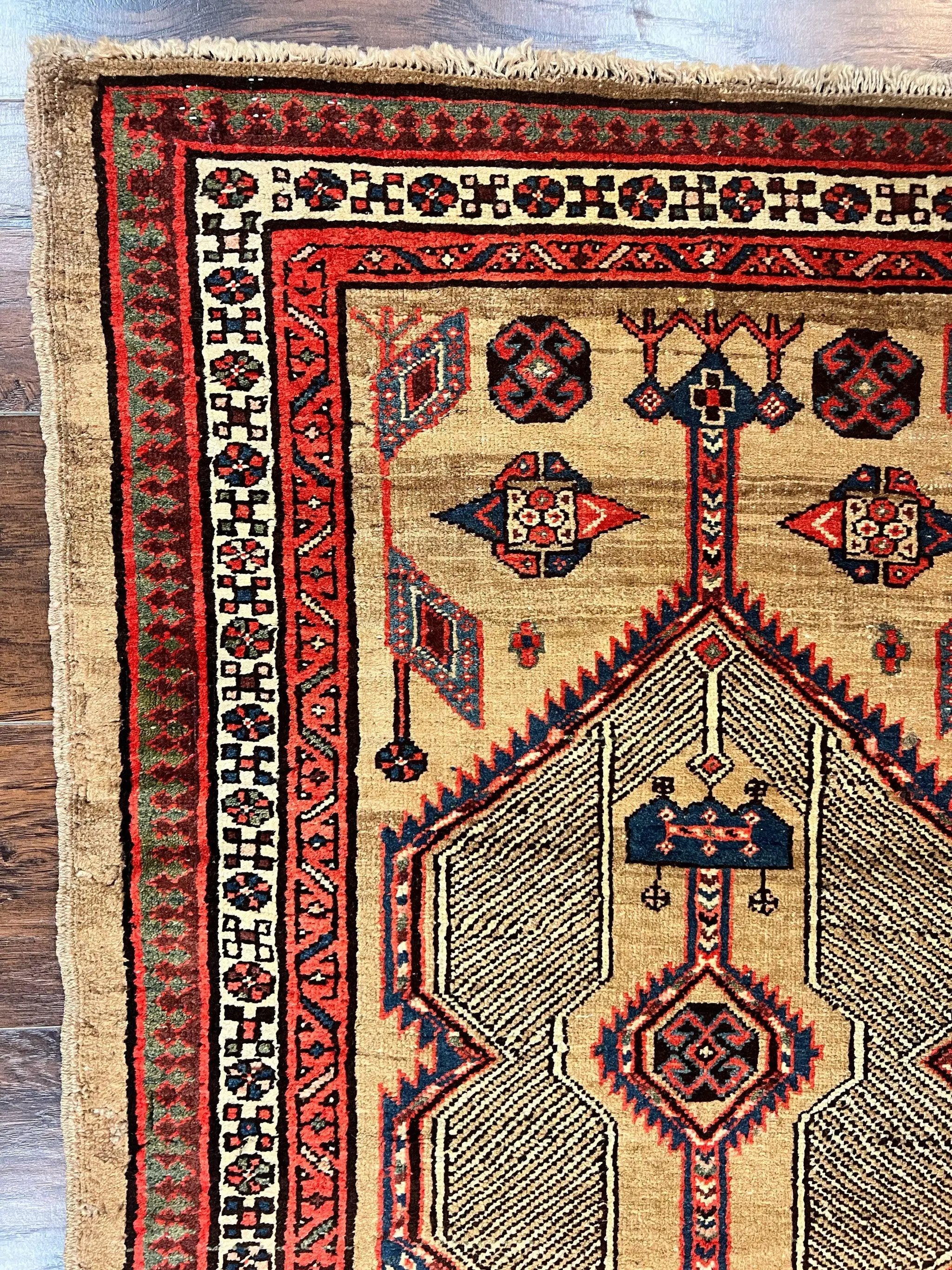 Antique Persian Runner 3 x 7, Camel Hair Runner 3x7 ft, Handmade Hallway Rug, Geometric Design, Tribal Rug, Persian Sarab Rug 3x7 by Jewel Rugs