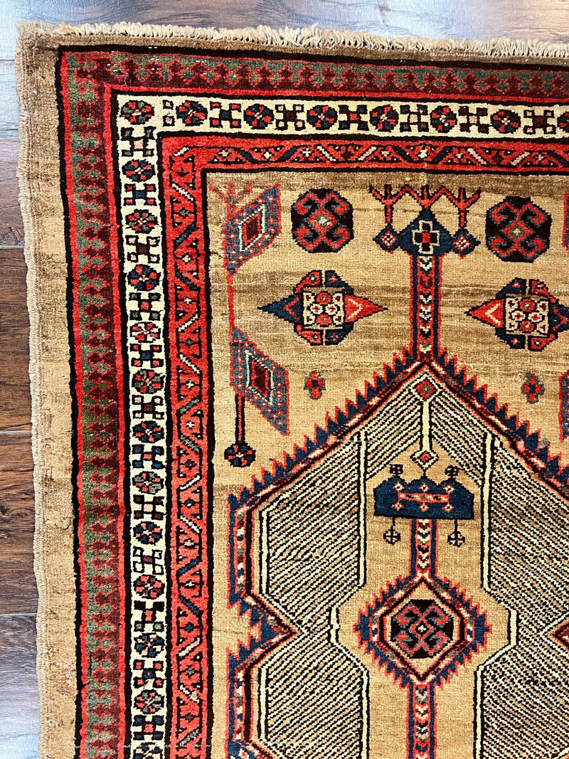Antique Persian Runner 3 x 7, Camel Hair Runner 3x7 ft, Handmade Hallway Rug, Geometric Design, Tribal Rug, Persian Sarab Rug 3x7 by Jewel Rugs