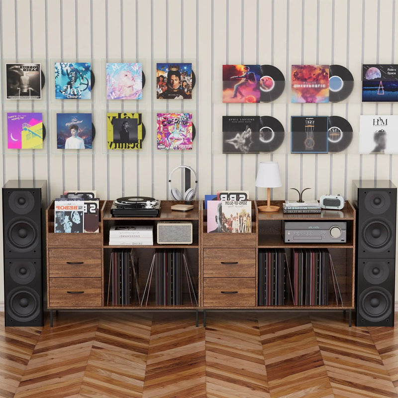 Grain Record Player Stand, Media Console With Speaker Shelf & 2 Drawers by Unique Piece Furniture